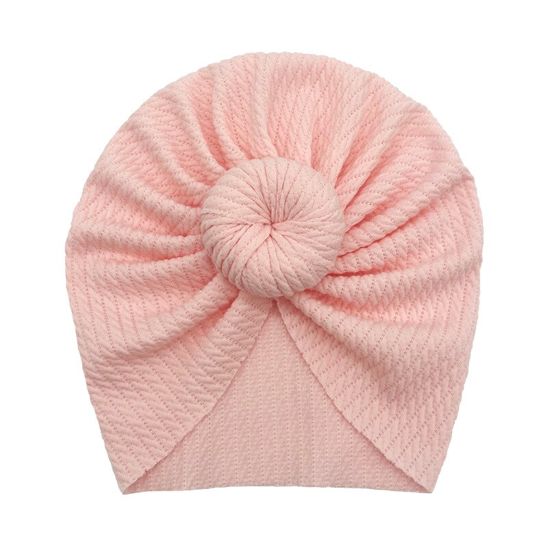 Turban doux pour bébé fille, chapeau pour -né, couleur unie, automne et hiver: light pink