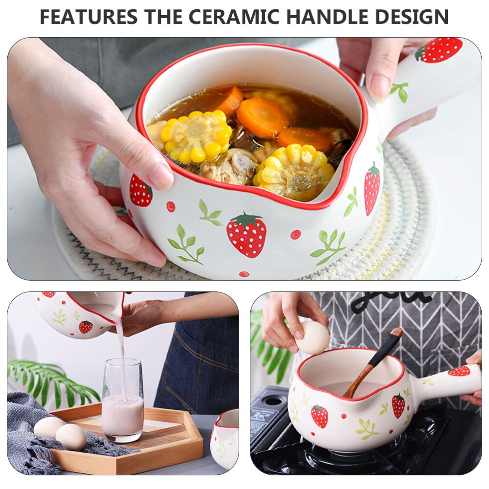 1Pc Milk Pan Ceramic Cooking Pot Non-stick Pot Cooking Pot Milk Pot for Home Kitchen Hotel