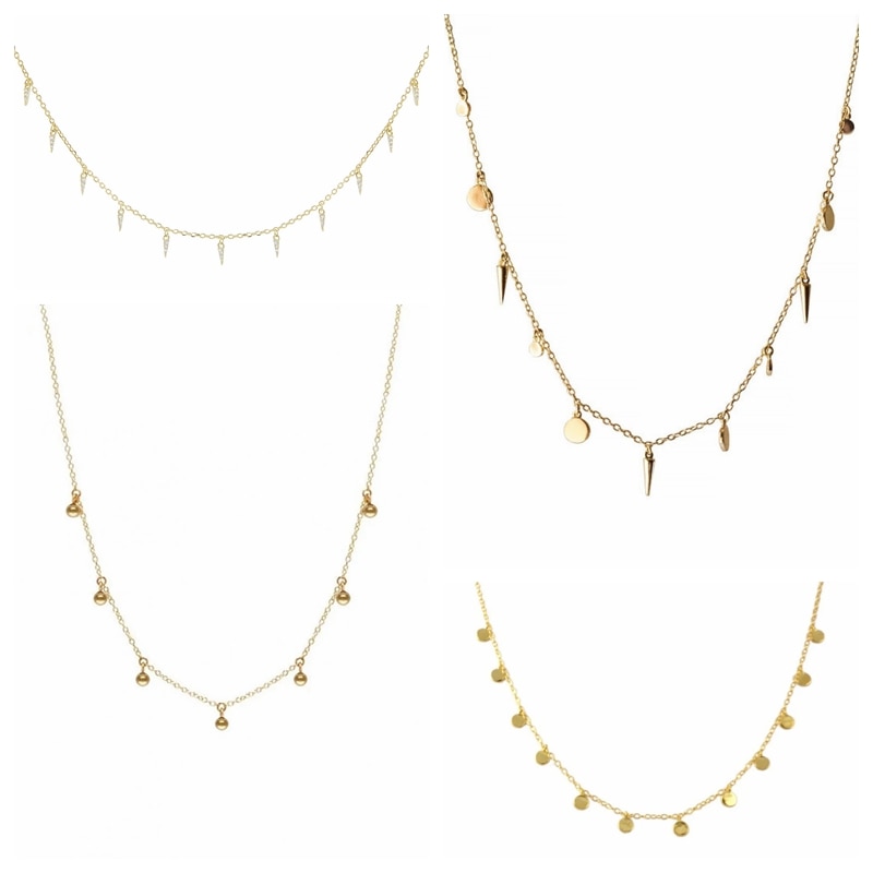 Roxi minimalismo rebites redondos pequenos grânulos 925 prata esterlina mulher clavícula colar elegante pingente colares jóias correntes