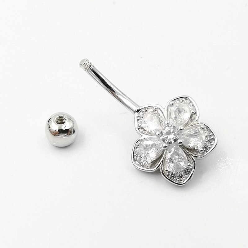 Bloem Navel Navel Piercing Ringen Bulk 925 Sterling Silver Body Sieraden Voor Vrouwen Fijne Zomer Accessoires Romantische