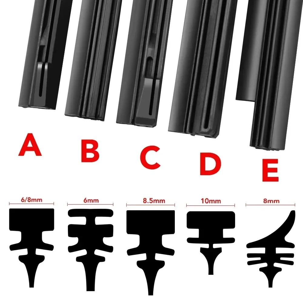 Tiras de goma para limpiaparabrisas de coche, repuesto de escobilla de limpiaparabrisas, piezas de repuesto, todo tipo de estaciones, limpiaparabrisas, cuchilla, accesorios suaves para coche