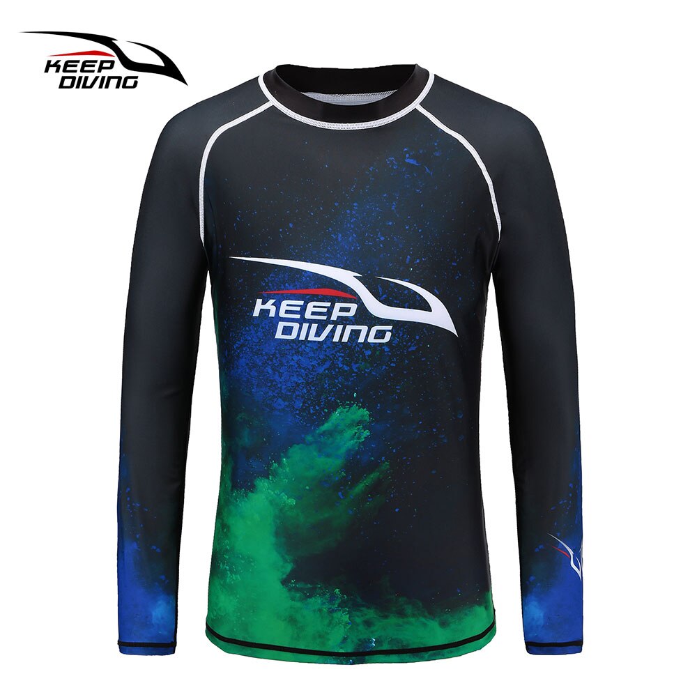 UPF 50+ Anti-UV Rash Guards Men Quick-dry Long Sleeve Wetsuit Sunscreen Swimming Surfing Suit Large Size: Long-shirts / M