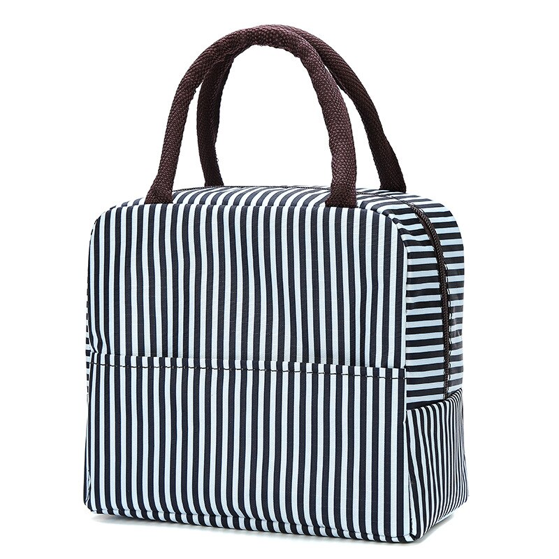 Oxford Doek Lunch Tas Isolatie Lunchbox Tas Koude Isolatie Lunch Tas Grote Capaciteit Student Met Lunchbox Tas: Black strips