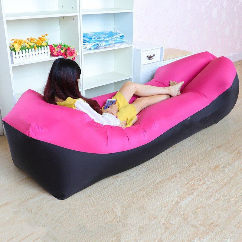 Infaltable-SACO DE dormir para sofá cama, saco de playa para vagos, almohada ligera para vagos, para acampar, XA135A: Rose Black