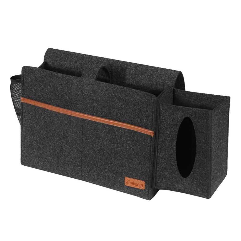 Thuisbank slaapzaalbureau antislip met tissuebox waterfleszak bedorganizer nachtkastje stapelbed vilten opbergzak: Zwart