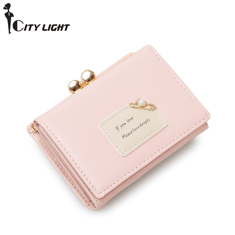 Stad Licht Brand Vrouwen Portefeuilles Vrouwelijke Korte Mode Drievoudige Portemonnee Eenvoudige Student Clutch