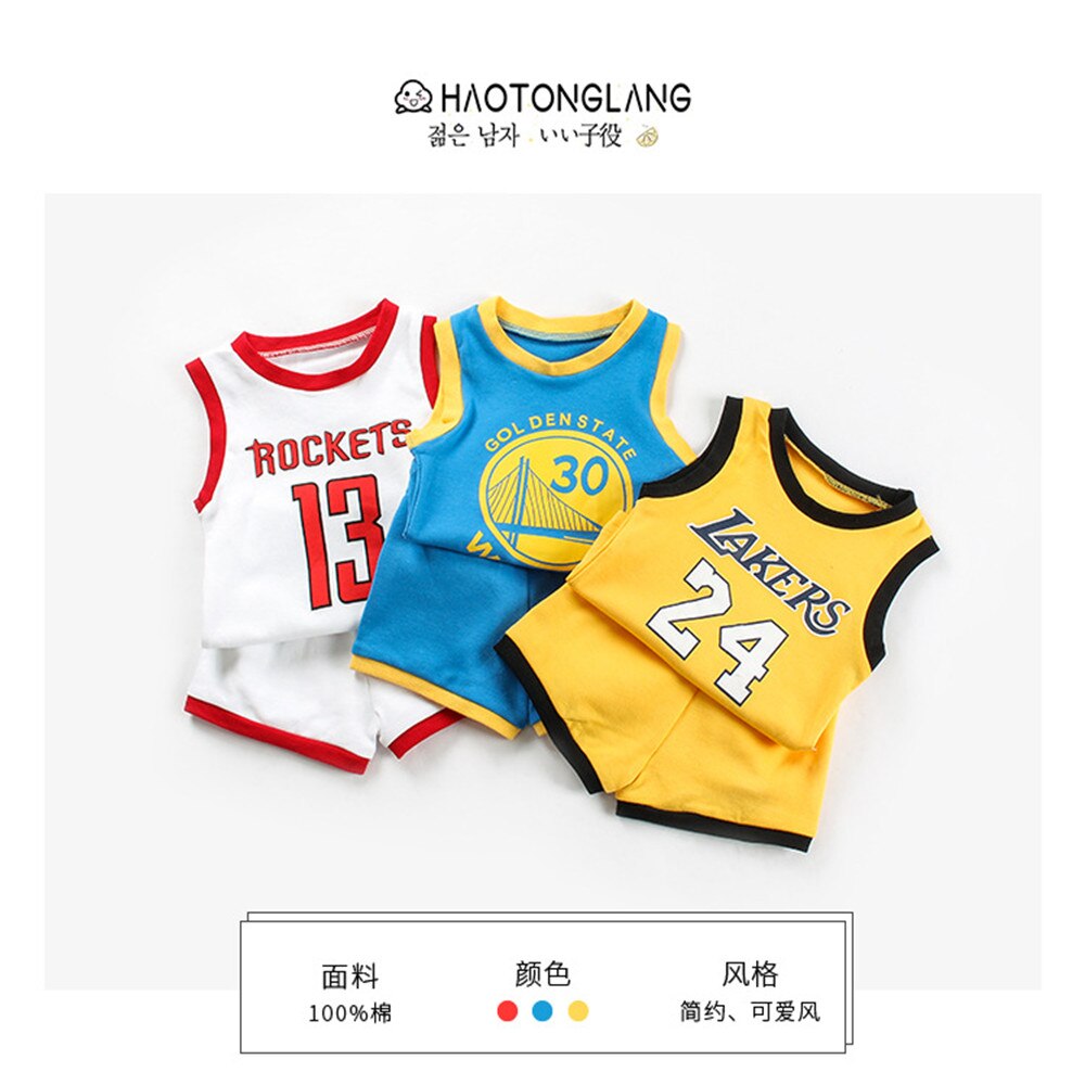 Træningsdragter baby sommer baby drenge tøj sæt børn basketball dragt 2 stk ærmeløse bomuld shorts newborn sports sæt