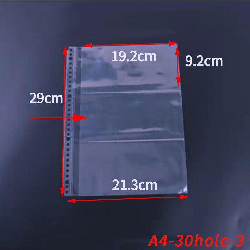 25PCS A3/A4/A5/B5 Clear Plastic Punched Pockets Folders Thin Leaf Documents Sheet Protectors Filing Products Per Page Organizer: A4-30-3