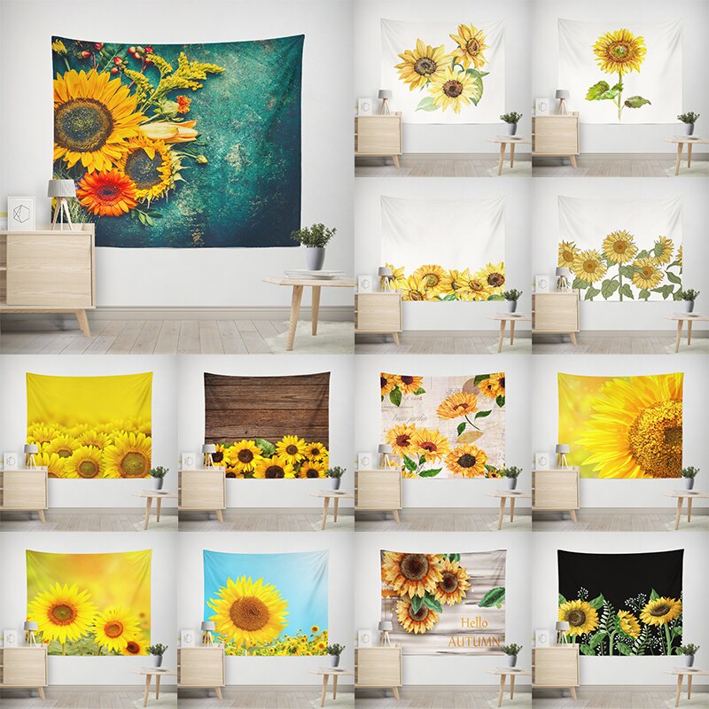 Floratapastra tapisserie murale de tournesol Tropical | Tapis mural suspendu, nappe de Table 95*73cm