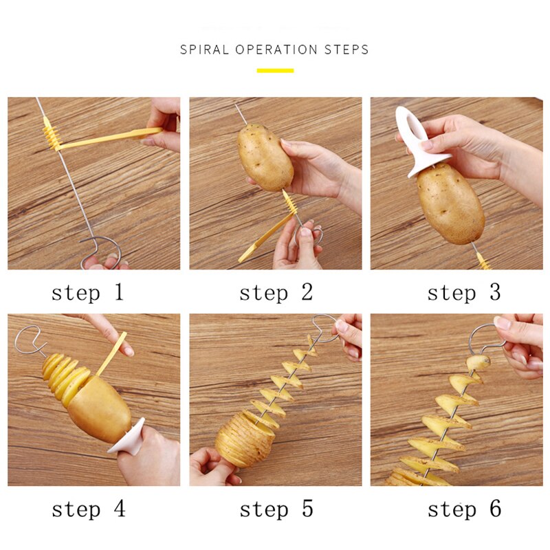 Stainless Steel Tornado Potato Spiral Slicer Handheld Vegetable Spiralizer Spiral Potato Cutter Kitchen Gadgets