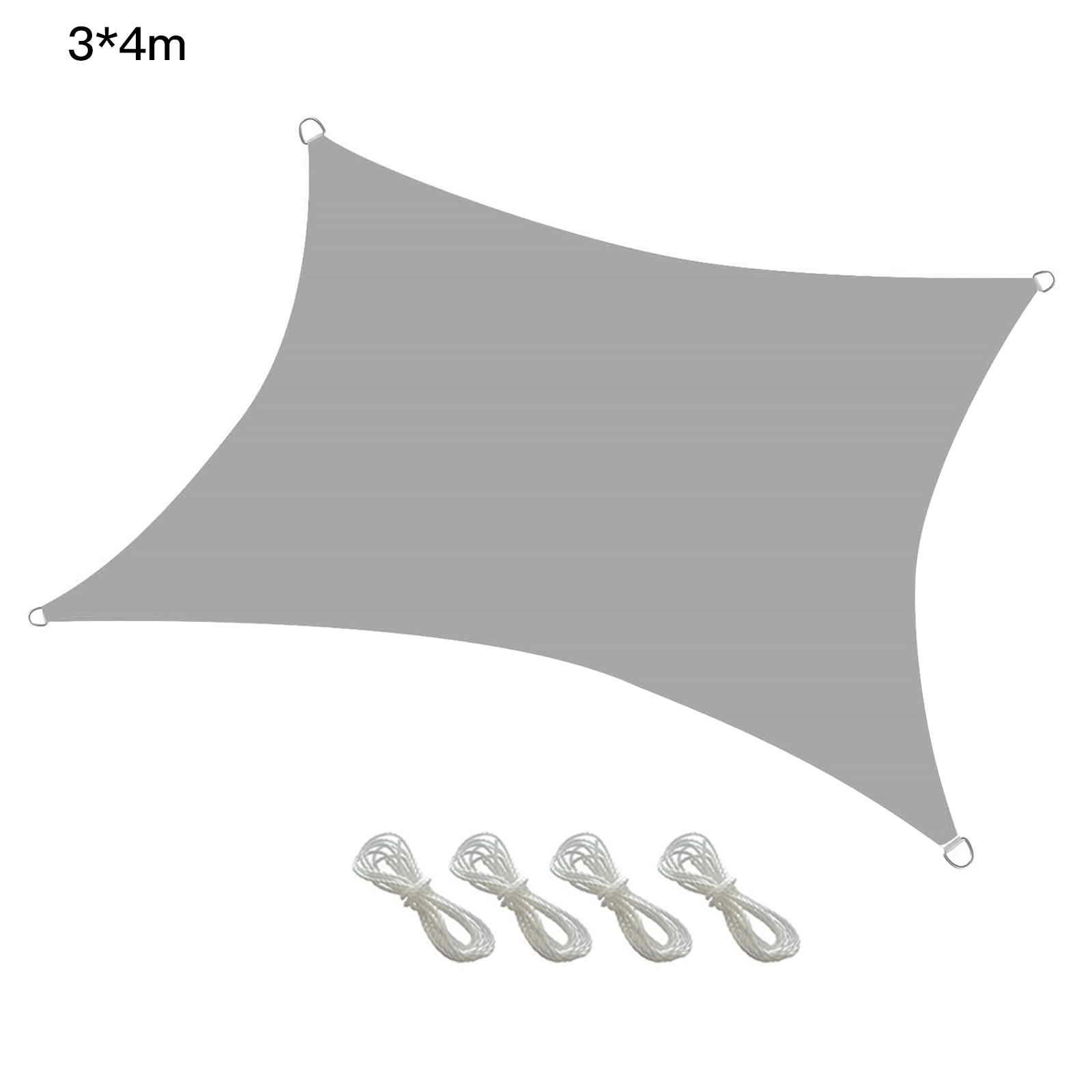 Shade Cloth Quadrangle Sail Canopy Outdoor Square Garden 98% UV Set Rainproof With Hardware Kit 2m*4 Rope Protection Awning: Grey 3 x 4m