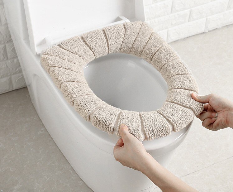 Vaskbart badeværelse toilet sædeovertræk fyldning behagelig mat blød betræk pad pude 30cm sæde pude toilet sæde betræk tykkere: Beige
