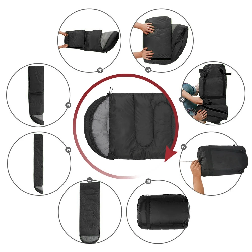 Lichtgewicht donzen slaapzak 4 seizoenen, warme envelopslaapzak voor backpacken en outdooractiviteiten, katoenen winterslaapzak