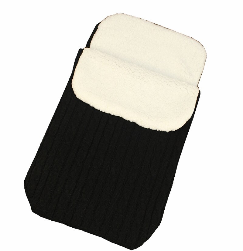 Baby Baby Gebreide Warme Inbakeren Slaapzak Dikker Deken Fleece Dikte Herfst/Winter Kinderwagen Warm Wrap Deken: balack