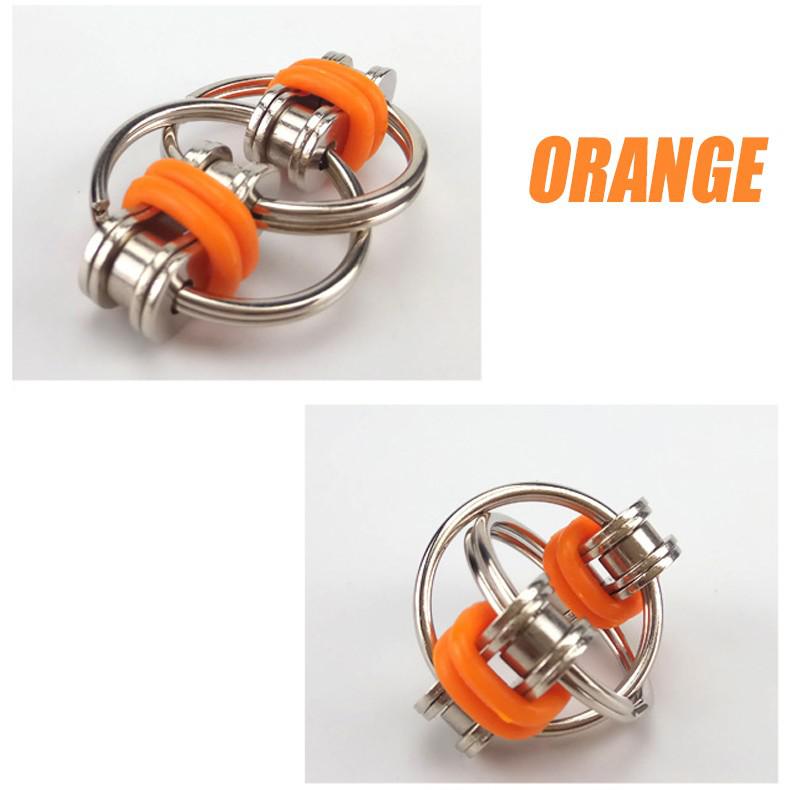 Opluchting Bike Chain Fidget Speelgoed Voor Autisme Antistress Speelgoed Set Anti Stress Adhd Spinner Sleutel Metalen Ring Puzzel Zintuiglijke speelgoed: Oranje