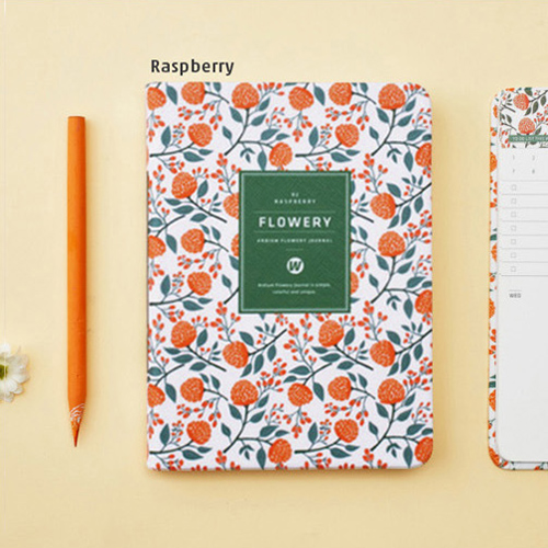 Agenda Vintage coréen Kawaii A6, Agenda annuel, hebdomadaire, mensuel et quotidien, organisateur de fleurs, carnet de notes, fournitures scolaires: Raspberry
