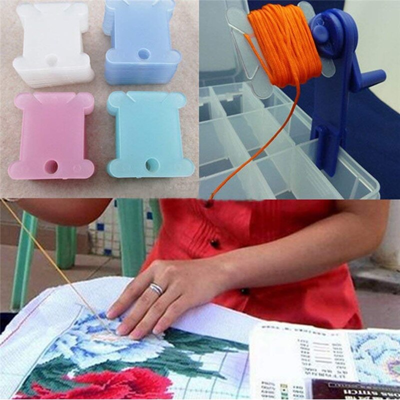 100pcs Cross Stitch Winding Board 5 Colors Plastic Winding Board Card Board Cross Stitch Finishing Tool Winding Board