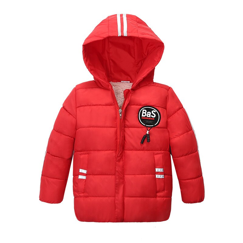 Winter Kinderen Jas Jas Voor Jongens Lange Mouw Mode Hooded Uitloper Kids Down Jas Gewatteerde Katoenen Jongen Kleding outwears: Red / 4T