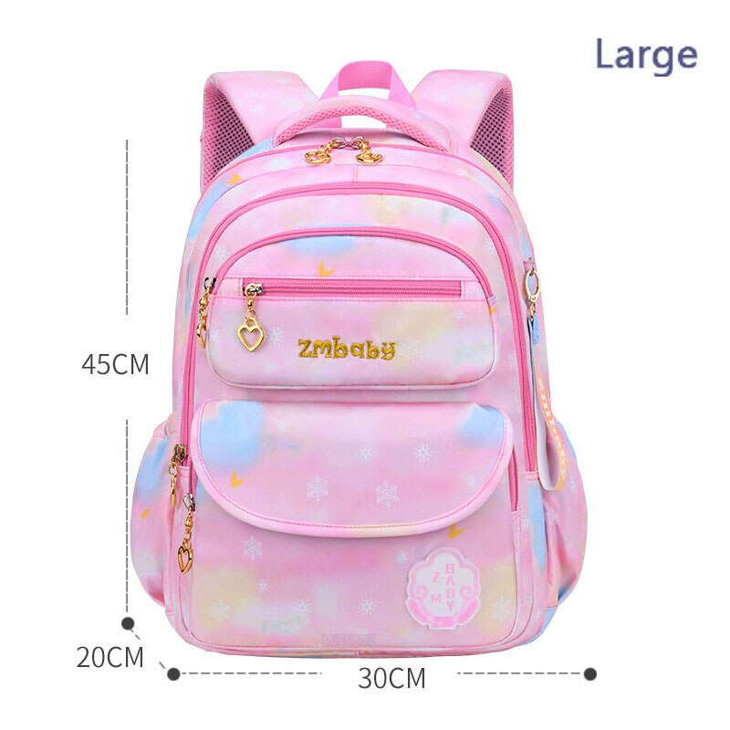 Girls Cute Princess School Bags Children Pink School Backpack Waterproof Hard-Wearing Bookbag Kids High Capacity Lightweight Sac: Pink Large