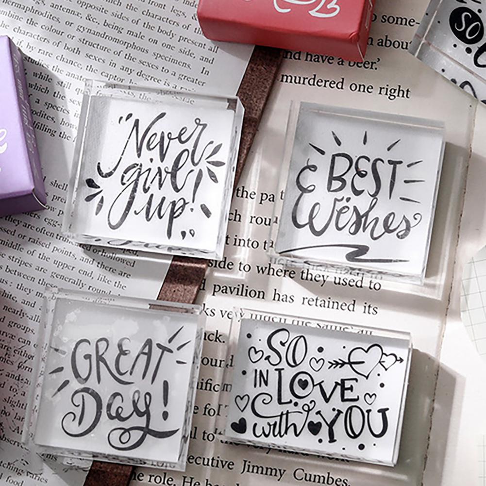 Transparent Warm Phrases Clear Stamp Rectangular Stamp Multifunctional for Home