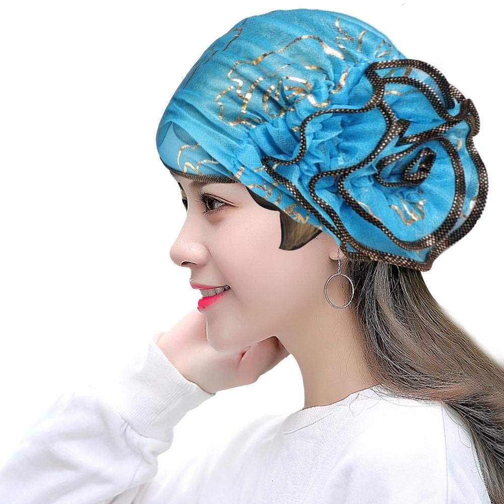 Beanie cap headwrap turban knute beanie flower turban kvinnelig elastisk hurtigtørr utendørs beanies pustende hår tilbehør