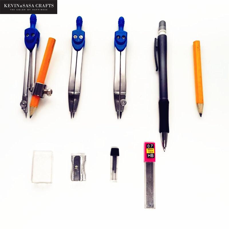 15 Piece Set Geometry Set with Swing Arm Protractor, Divider, Set Squares, Ruler, Compasses and Protractor By Kevin&amp;Sasa Crafts