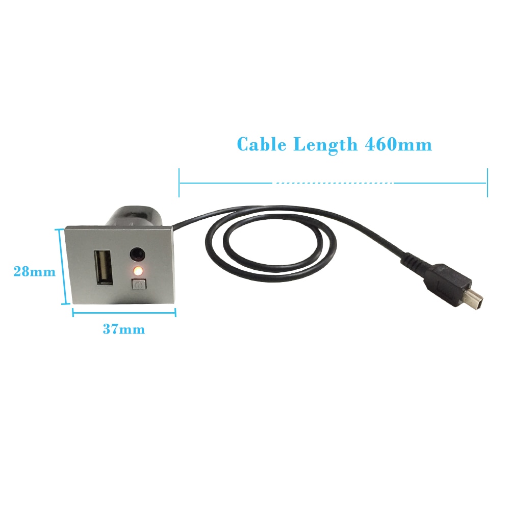 Para ford focus 2 mk2 , adaptador de entrada USB negro y plateado, botón de interfaz de cable mini, accesorios para coche, 12V, USB 2,0