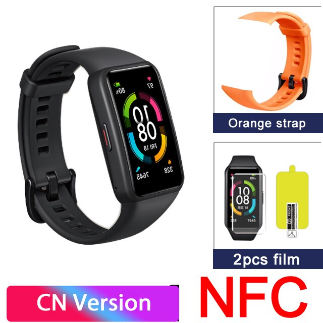 Honor Band 6 Smartwatch 1.47 "Amoled Display 14 Dagen Batterij Bloed Zuurstof Hartslagmeter Smart Horloge Bluetooth Slaap: NFC add orange