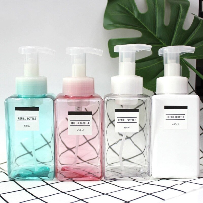 1Pcs Draagbare Schuim Fles Lege Clear Pomp Fles Lotion Shampoo Zeepdispenser Douchegel Hervulbare Flessen 250Ml 450ml