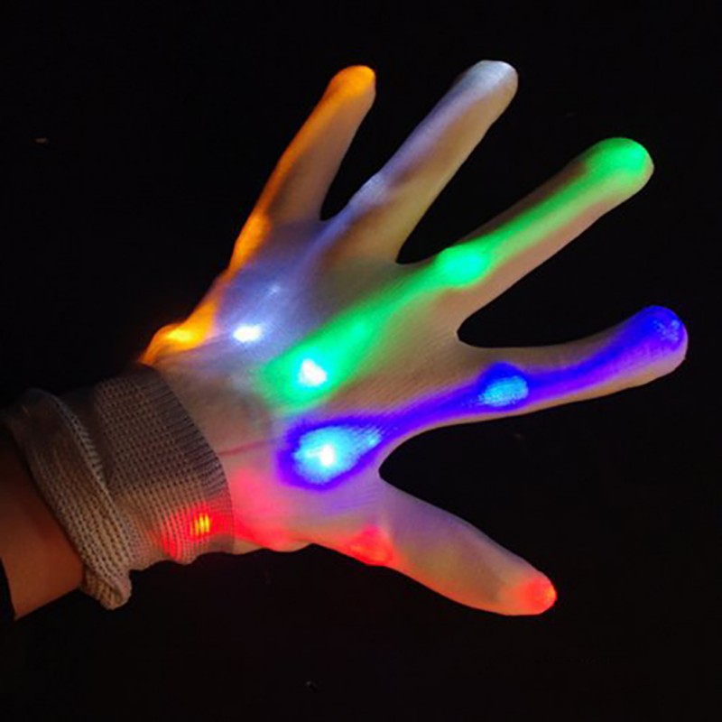 Dance Stage LED Light Flashing Gloves Flashing Finger Glow Mittens Xmas Dance Rave Party Fun Cycling Gloves Halloween
