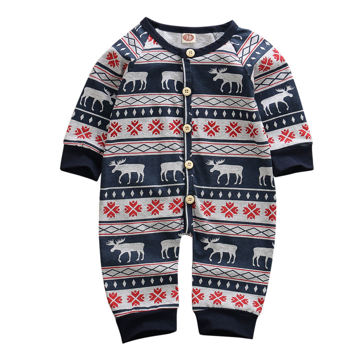 2019 del bambino di Autunno della Molla Dei Vestiti Di Natale Del bambino Appena nato Della Ragazza Dei Ragazzi di Natale Vestiti Pagliaccetto Lungo Del Manicotto Abiti di Babbo Natale Alce Costumi: Blu / 3M