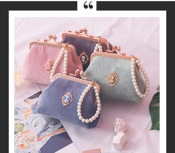 Angelatracy domstol korea vintage metall diamant flicka pärla kvinna liten axelväska spänne dam plånbok handväskor myntväska