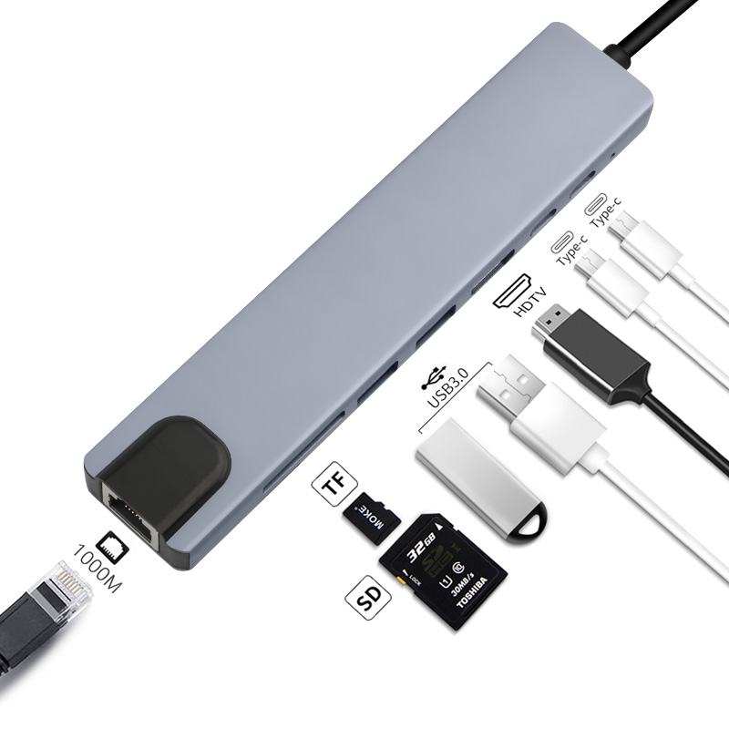 USB-C USB C Type-C om PD HDTV 4K RJ45 USB C 3.0/3.1 SD/TF kaartlezer Adapter Type C HUB voor MacBook/MacBook Pro Windows Type-C