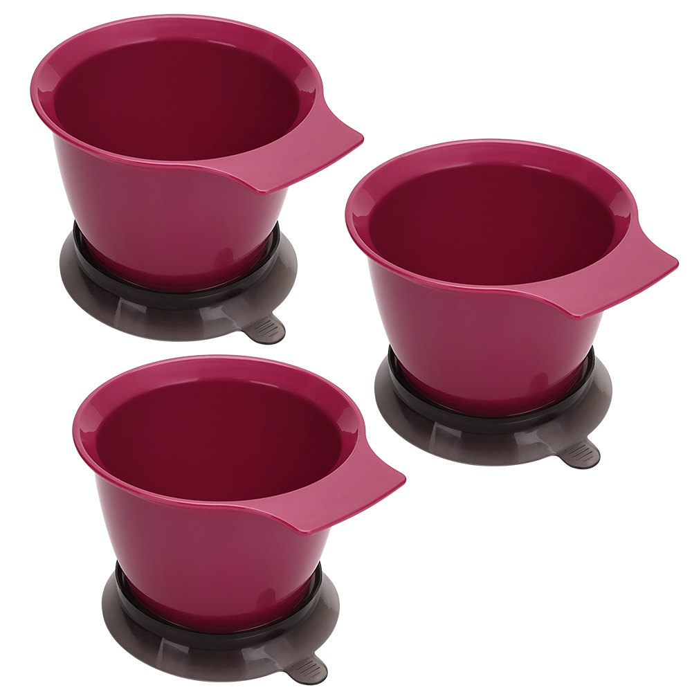 Juego de 3 uds/2 uds de tinte para el cabello , tazón de cepillo de Color, mezclador de tinte para el cabello, tazones para mezclar colorantes, herramientas de estilismo de peluquería: Rojo rosado
