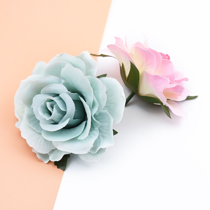 10 stk kunstige blomster til hjemmet bryllup dekoration julekrans brud broche diy håndlavet æske silke roser blomstervæg
