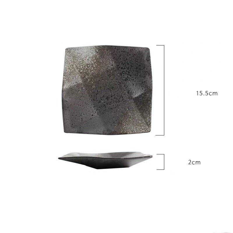 Minimalist Japanese Style Square Black Dish Dessert Plate Ceramic Steak Sushi Plate Restaurant Hotel Home Kitchen Tableware: 6 inch
