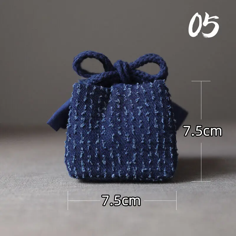 Teacup Bag Portable Travel Tea Set Storage Bag Tea Pots Four Or Six Cups Large Cloth Bag Outdoor Organizer Denim Organizer: Yellow