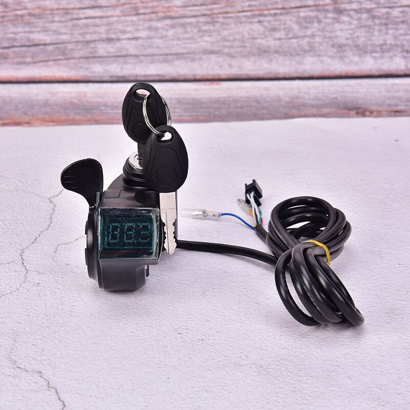 Electric Bike Half Wrist Throttle Grip Handle LED Display Indicator/Lock Key Knock Half Twist Throttle