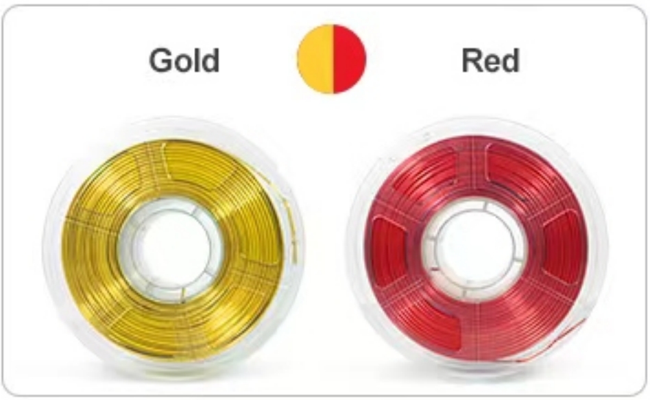 Filamento di seta PLA a dovuto colori 1kg fascio da 1.75mm, filamento a doppio colore, filamento 3D di coestrusione, cambio colore PLA di seta ogni pollice: Rosso