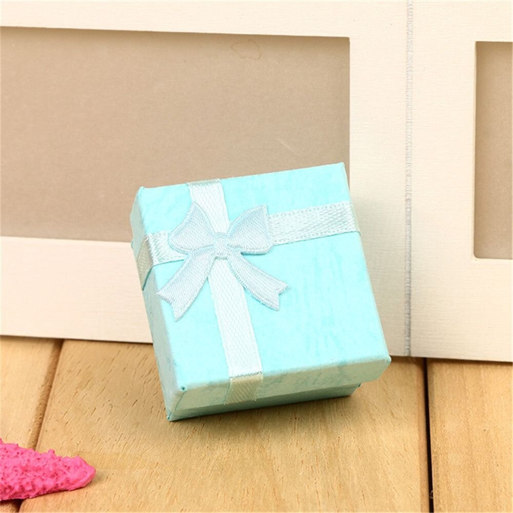 1pc Nice Paper Square Bowknot Ring Earring Necklace Jewelry Box jewelry Display Box Dicount on: light green