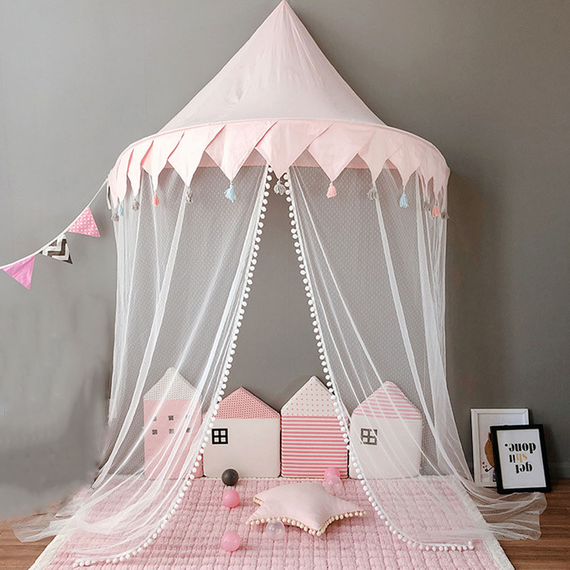 INS Nordic Tenda dei bambini di Colore Rosa Della Principessa di Casa per I Bambini Coperta della ragazza Tenda per I Bambini Culla Baldacchino Netto Tende teepee Room Decor