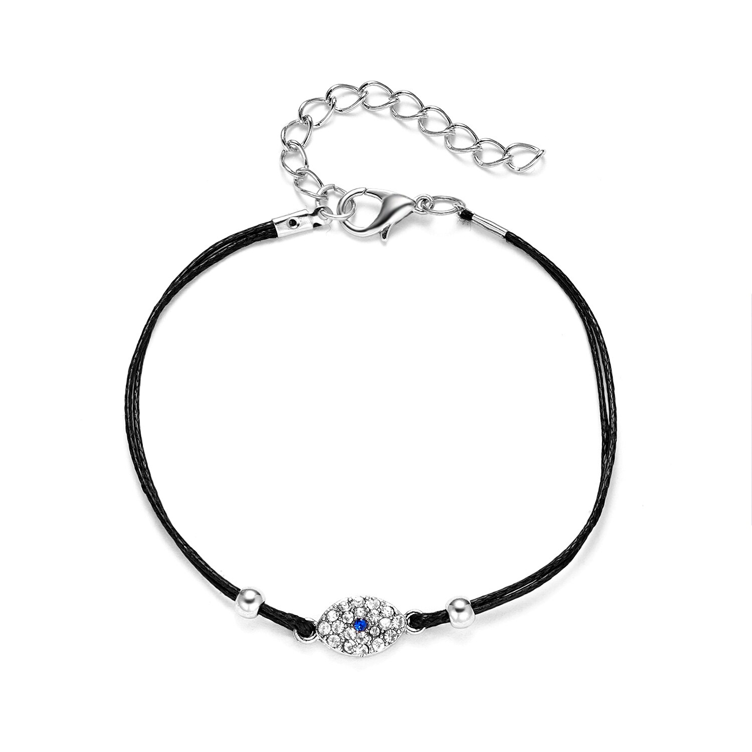 Rinhoo Classic Trendy Turkish Evil Eye Bracelet Pave Lucky Blue Eye Charm Bracelet Adjustable Female Party Jewelry: 2