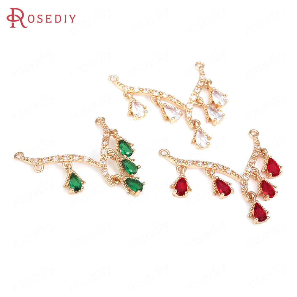 Breloques en laiton et Zircon couleur Champagne or, 2 trous en forme de V, pendentifs, fournitures pour la fabrication de bijoux, accessoires de bricolage