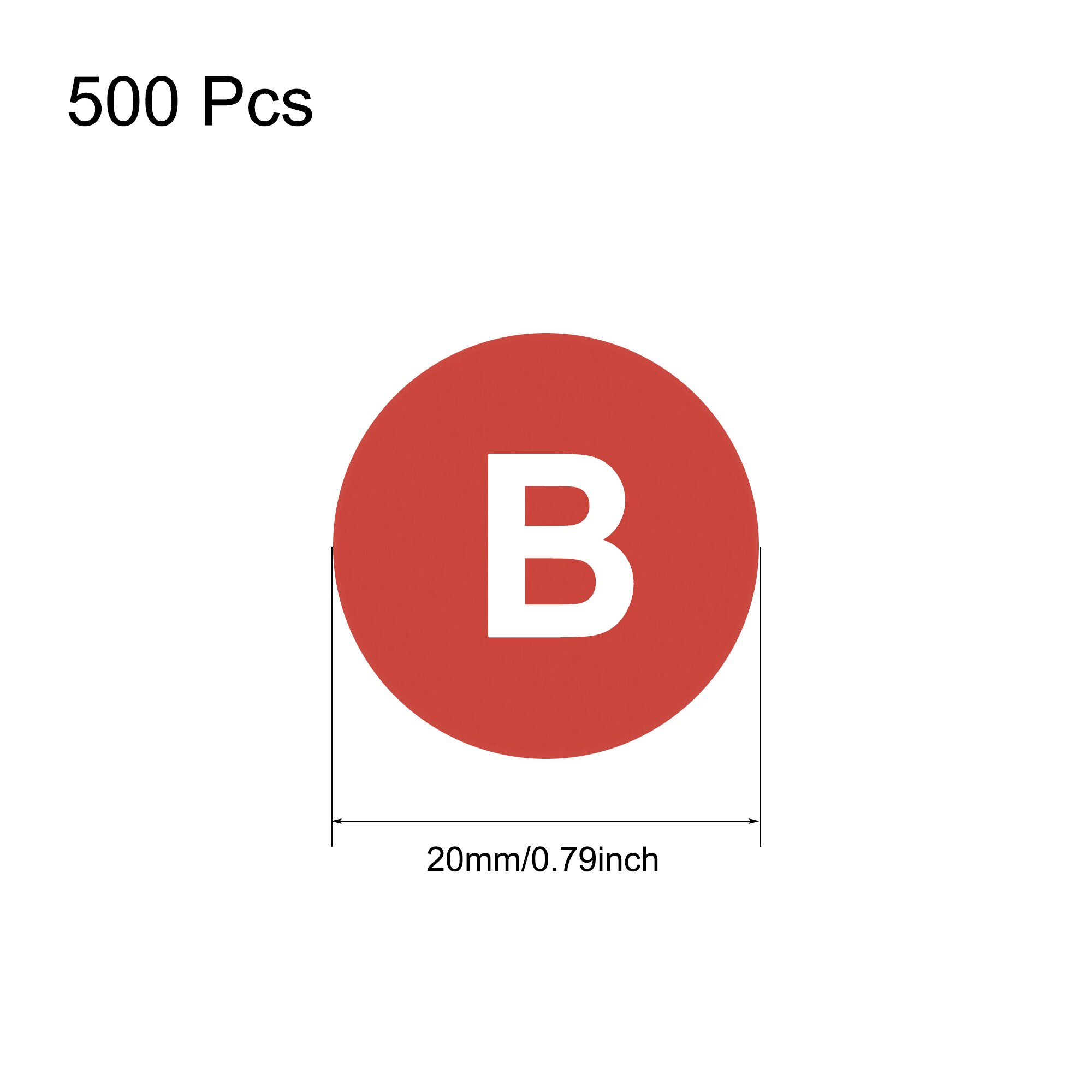 Uxcell Round Letter Stickers, 20mm Dia Letter B Self Adhesive PVC Label Red 500 Pcs