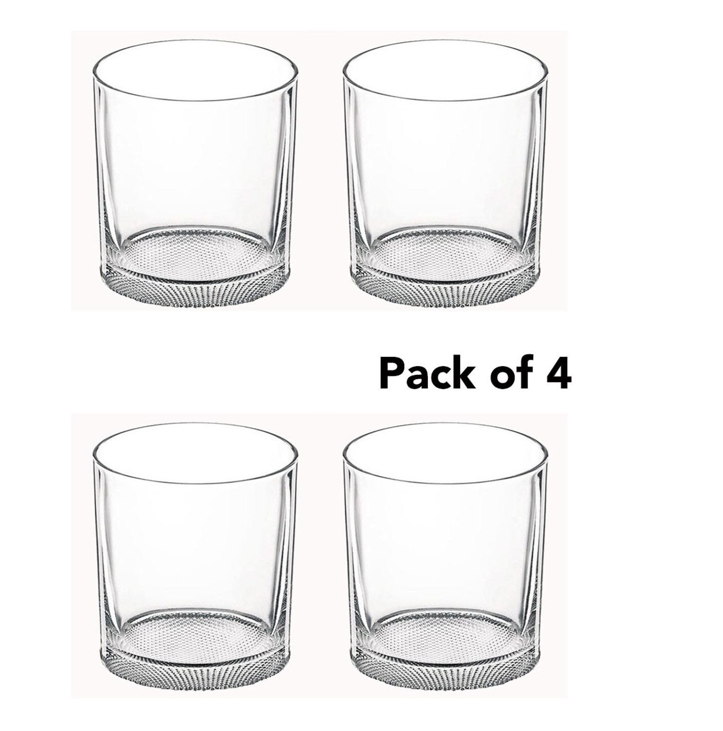 2/4 Pieces 400ML Grid Pattern Old Fashioned Glass Whisky Glass Set of 2/4: Pack of 4