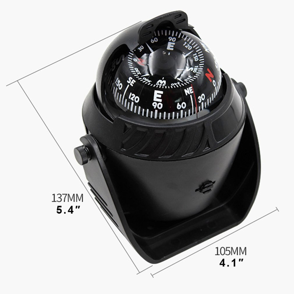 Sea Electronic Digital Illuminated Marine Compass Adjustment Car Navigation Marine Ball With Magnetic Declination(Black)