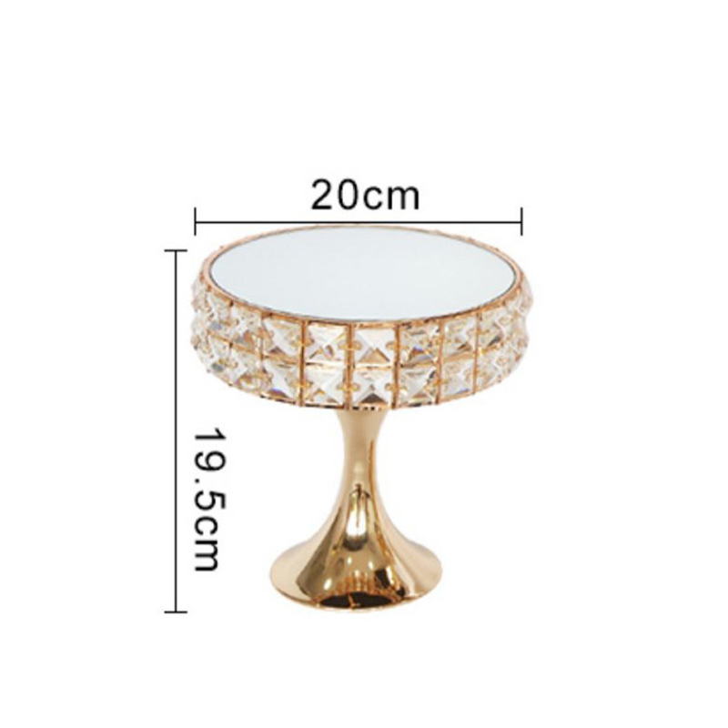 High-end Metal Mirror Cake Stand Wedding Dessert Table Crystal Cake Table Decoration Glass Fruit Plate Pastry Display Plate: 8 inch