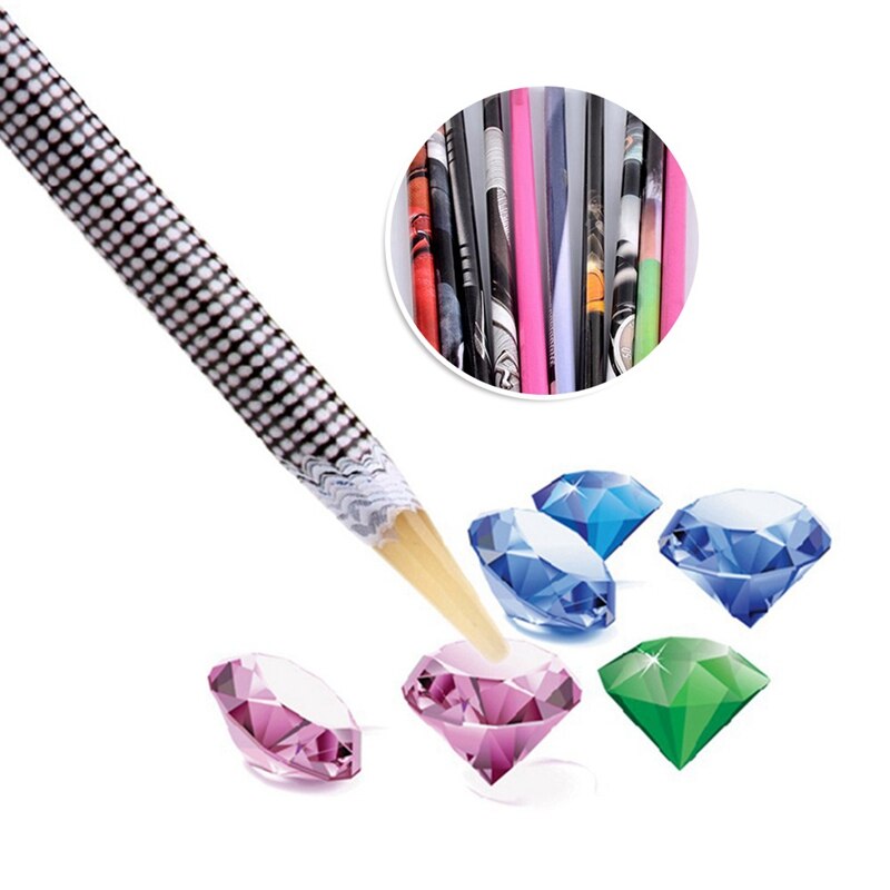 Strass steentjes juweel nagellak potlood nail art setter pen kristal pick up hars was edelsteen pen picker gereedschap knutselen