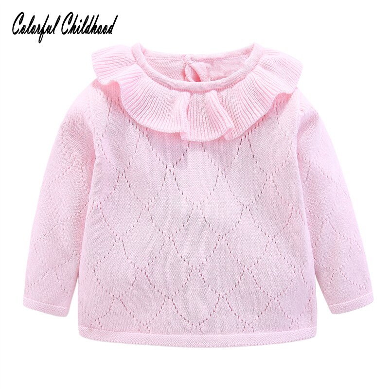 Ruches Kraag Trui Kinderkleding Breien Lange Mouwen Kinderen Baby Meisjes Tops 0-3t Lente Herfst