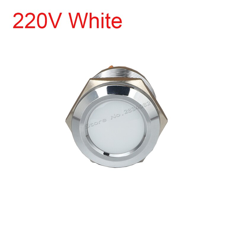 19mm Metal Indicator light LED Signal Lamp Warning light Car Boat Pilot Panel Signal Light 6V 12V 24V 220V 110V RGBYW Waterproof: 220v White